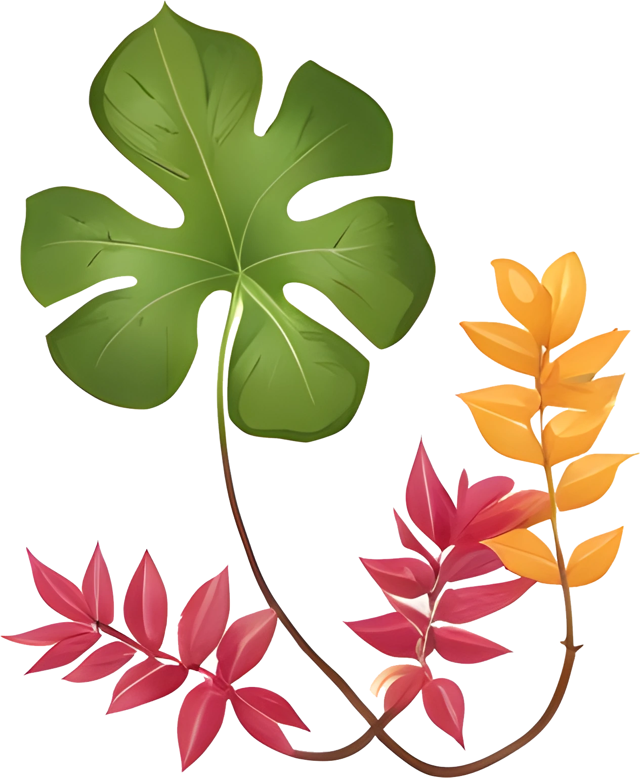 High-Res Leaf PNG Green Foliage Image, Tropical different type exotic leaves set. Jungle plants. Calathea, Monstera and different style of palm leaves_3.webp